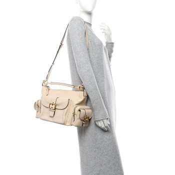 CHLOE Shiny Calfskin Medium Double Carrry Camera Bag Sweet Beige