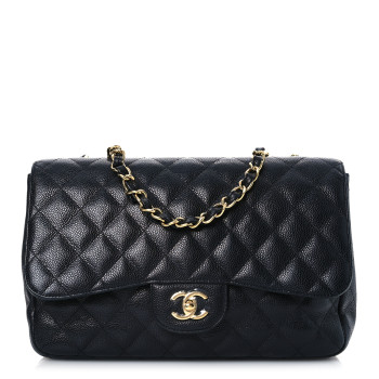 CHANEL Caviar Quilted Jumbo Single Flap Black