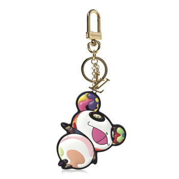 LOUIS VUITTON LV x TM Cowhide Monogram Superflat Panda Key Ring Bag Charm Multicolor