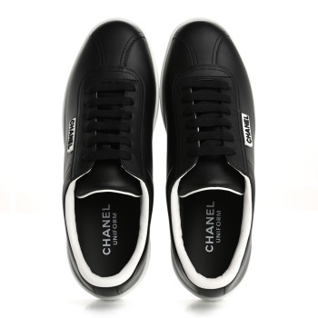 CHANEL Calfskin CC Womens Sneakers 37.5 Black