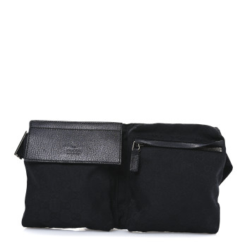 GUCCI GG Monogram Double Pocket Belt Bag Black