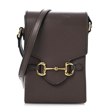 GUCCI Boarded Plutone Calfskin Mini Horsebit 1955 Crossbody Bag New Acero