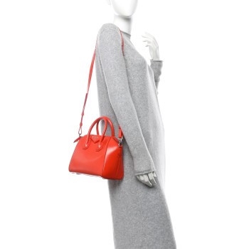 GIVENCHY Shiny Lord Calfskin Mini Antigona Bright Orange