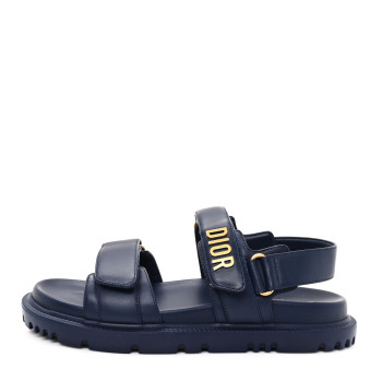 CHRISTIAN DIOR Lambskin Dioract 10mm Sandals 37.5 Blue