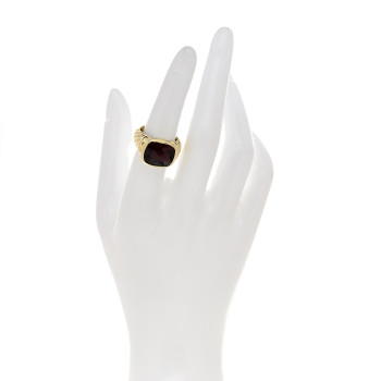 DAVID YURMAN 18K Yellow Gold Garnet 11mm Noblesse Ring 52 6