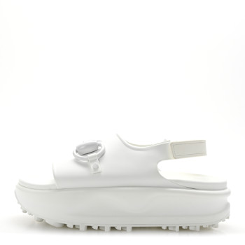 GUCCI Soft Rubber Horsebit Touch Womens Strapped Sandals 37 Great White
