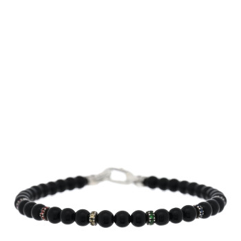 DAVID YURMAN Sterling Silver Black Onyx Sapphire Ruby Black Onyx Garnet Spiritual Beads Rainbow Bracelet