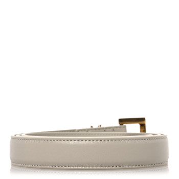 SAINT LAURENT Smooth Calfskin Monogram Square Buckle Belt 80 32 Blanc Vintage
