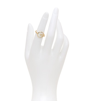 CARTIER 18K Yellow Gold Diamond Mother of Pearl Amulette de Cartier Ring 50 5.5