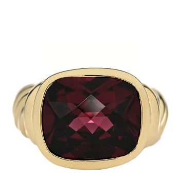 DAVID YURMAN 18K Yellow Gold Garnet 11mm Noblesse Ring 52 6
