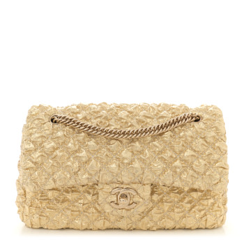 CHANEL Metallic Lame Quilted Small Double Flap Gold