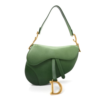 CHRISTIAN DIOR Gradient Calfskin Saddle Bag Green