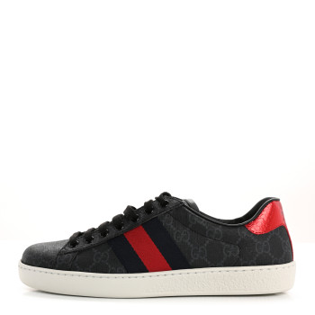 GUCCI GG Supreme Monogram Ayers Web Mens New Ace Sneakers  5 Black