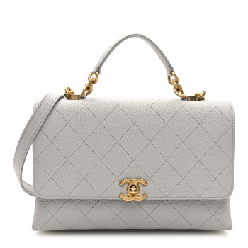 CHANEL Grained Calfskin Small Stitched Flap Grey