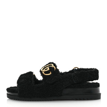 GUCCI Merino Wool Interlocking G Dad Sandals 37 Black