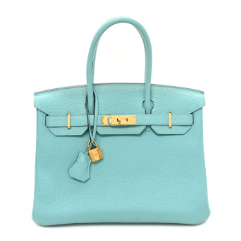 HERMES Togo Birkin 30 Bleu Atoll