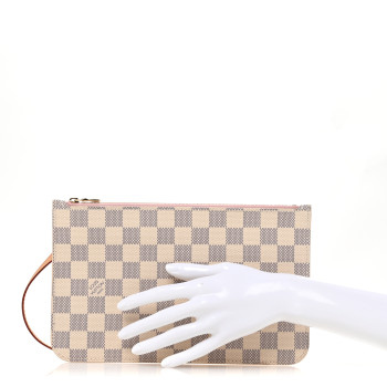 LOUIS VUITTON Damier Azur Neverfull MM GM Pochette Rose Ballerine