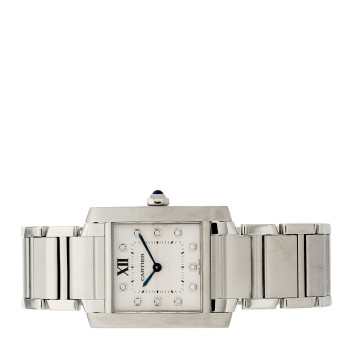 CARTIER Stainless Steel Diamond 25mm Tank Francaise Quartz Watch