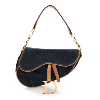 CHRISTIAN DIOR Denim Calfskin Saddle Bag Blue