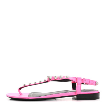 BALENCIAGA Agneau Arena Cagole Flat Thong Sandals 36.5 Rose Fluo