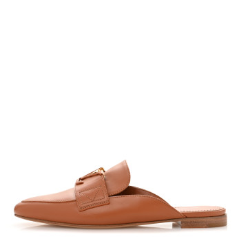 LOUIS VUITTON Calfskin LV Mare Open Back Loafers 37 Cognac