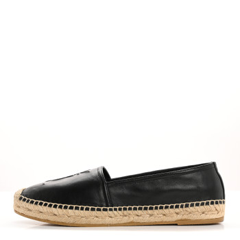 SAINT LAURENT Lambskin Monogram Espadrilles 37 Black