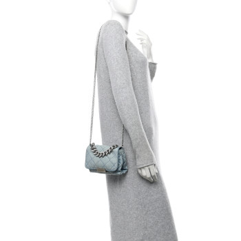 STELLA MCCARTNEY Eco Denim Quilted Mini Beckett Shoulder Bag Blue