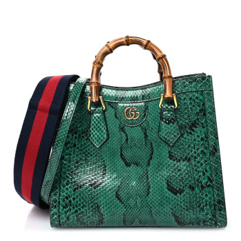 GUCCI Snakeskin Small Diana Tote Bag Green