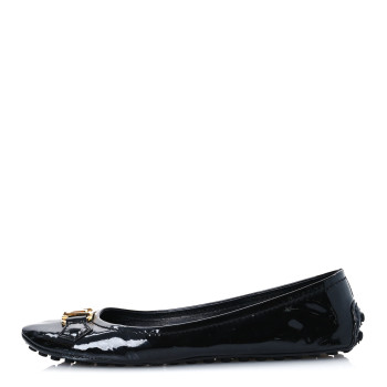 LOUIS VUITTON Patent Calfskin Oxford Ballerina Flats 38.5 Black