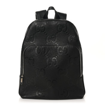 GUCCI Calfskin Jumbo GG Embossed Large Backpack Black
