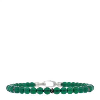DAVID YURMAN Sterling SIlver 4mm Green Onyx Spiritual Beads Bracelet