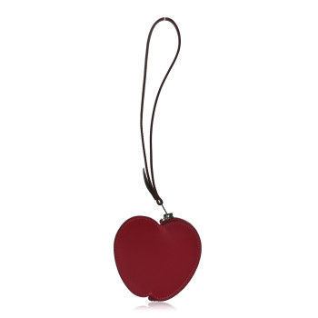 HERMES Tadelakt Tutti Frutti Pomme Coin Purse Wristlet Rouge Vif