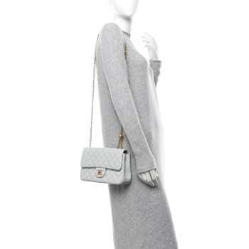 CHANEL Lambskin Quilted Small Sweet Camellia Flap Light Blue