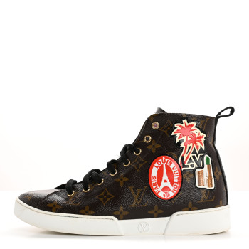 LOUIS VUITTON Calfskin Monogram World Tour Sneaker Boot 38.5