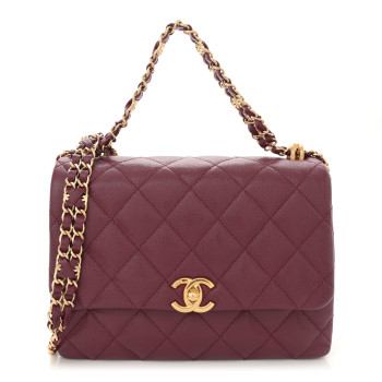CHANEL Caviar Quilted Coco First Flap Burgundy