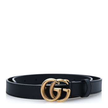 GUCCI Calfskin Double G 20mm Belt 70 28 Black