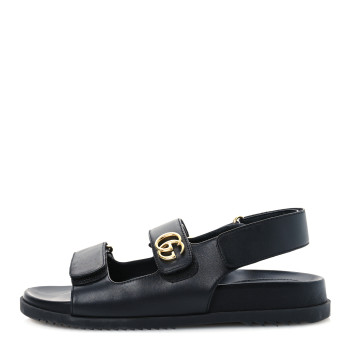 GUCCI Calfskin Mini Double G Womens Isla Dad Sandals 37 Black