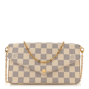 LOUIS VUITTON Damier Azur Pochette Felicie Chain Wallet Rose Ballerine
