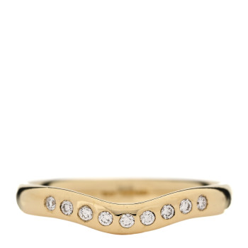 TIFFANY 18K Yellow Gold Diamond .08ctw Elsa Peretti Wedding Band Ring 56 7.5