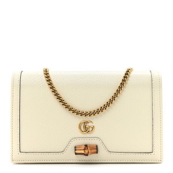 GUCCI Textured Dollar Calfskin Mini Diana Chain Bag White