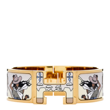 HERMES Enamel Wide Print Dans Les Nuages Clic Clac H Bracelet GM Songe Pastel
