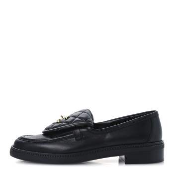 CHANEL Lambskin Quilted CC Turnlock Loafers 38 Black