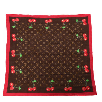 LOUIS VUITTON Cotton Monogram Cerises Scarf