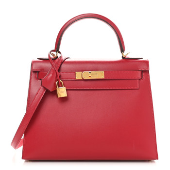 HERMES Tadelakt Kelly Sellier 28 Rouge Vif