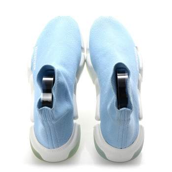 BALENCIAGA Technical 3D Recycled Knit Bi-Color Womens Speed 2.0 Transparent Sole Sneakers 39 Blue White Transparent Blue
