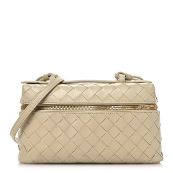 BOTTEGA VENETA Calfskin Intrecciato Bang Bang Vanity Case Ecru