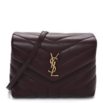 SAINT LAURENT Calfskin Y Quilted Monogram Toy Loulou Monogram Crossbody Bag Rouge Legion