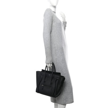 CELINE Drummed Calfskin Micro Luggage Black