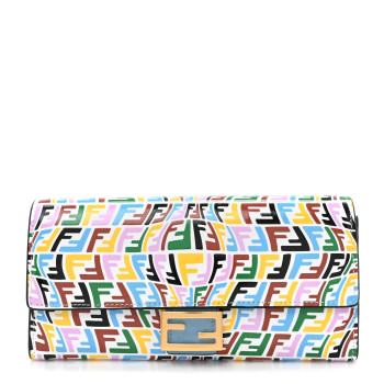 FENDI X SARAH COLEMAN Vitello Liberty Ceylon Micro FF Fish Eye Embossed Continental Envelope Wallet Multicolor Cyber Blue