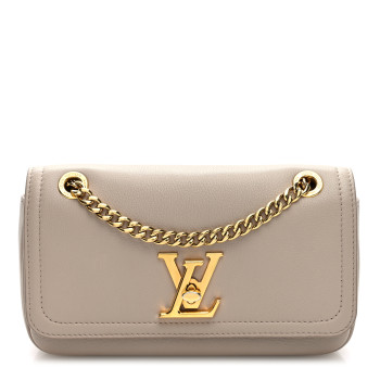 LOUIS VUITTON Grained Calfskin Lockme Chain East West Greige